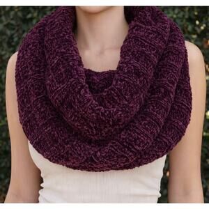 Free People Wine Purple Love Bug Chenille Rib Cowl Infinity Scarf New NWT Boho